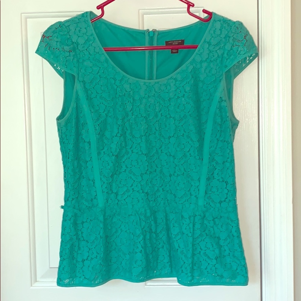 Teal peplum lace top